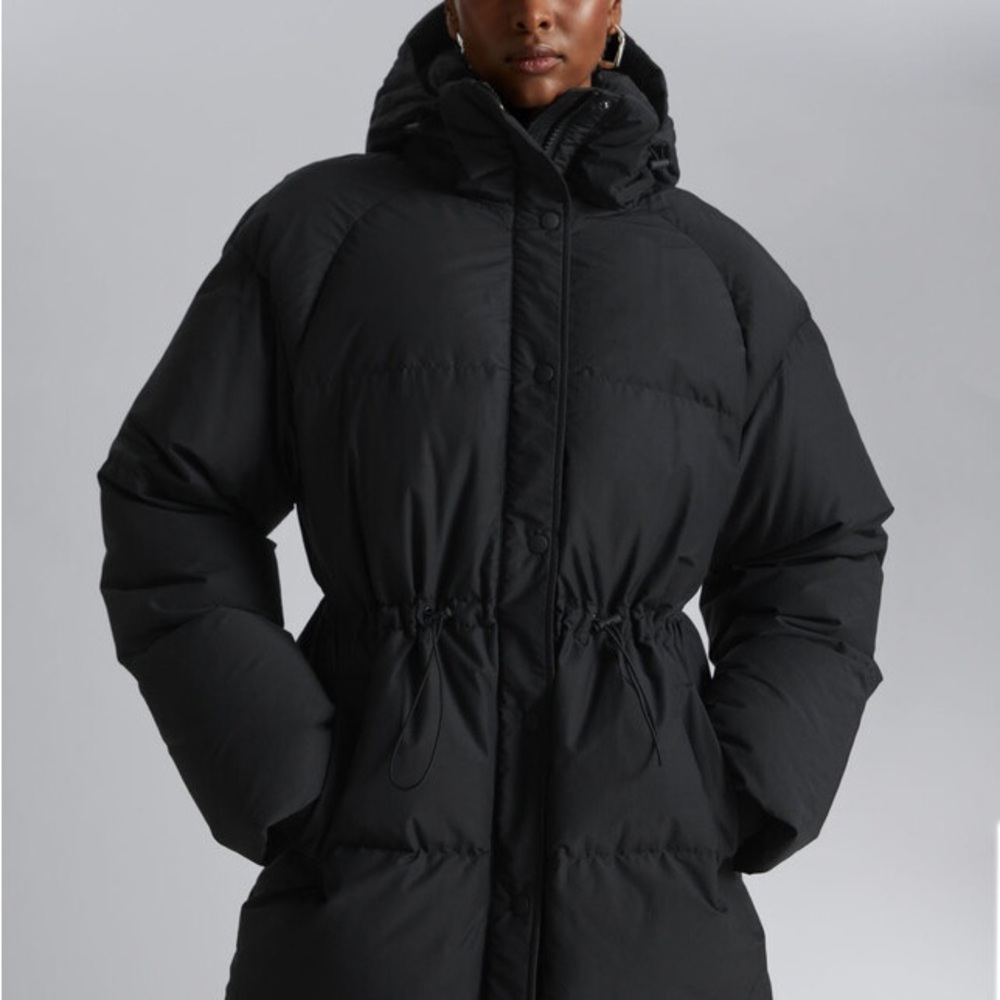 And Other Stories Oversized hooded black puffer